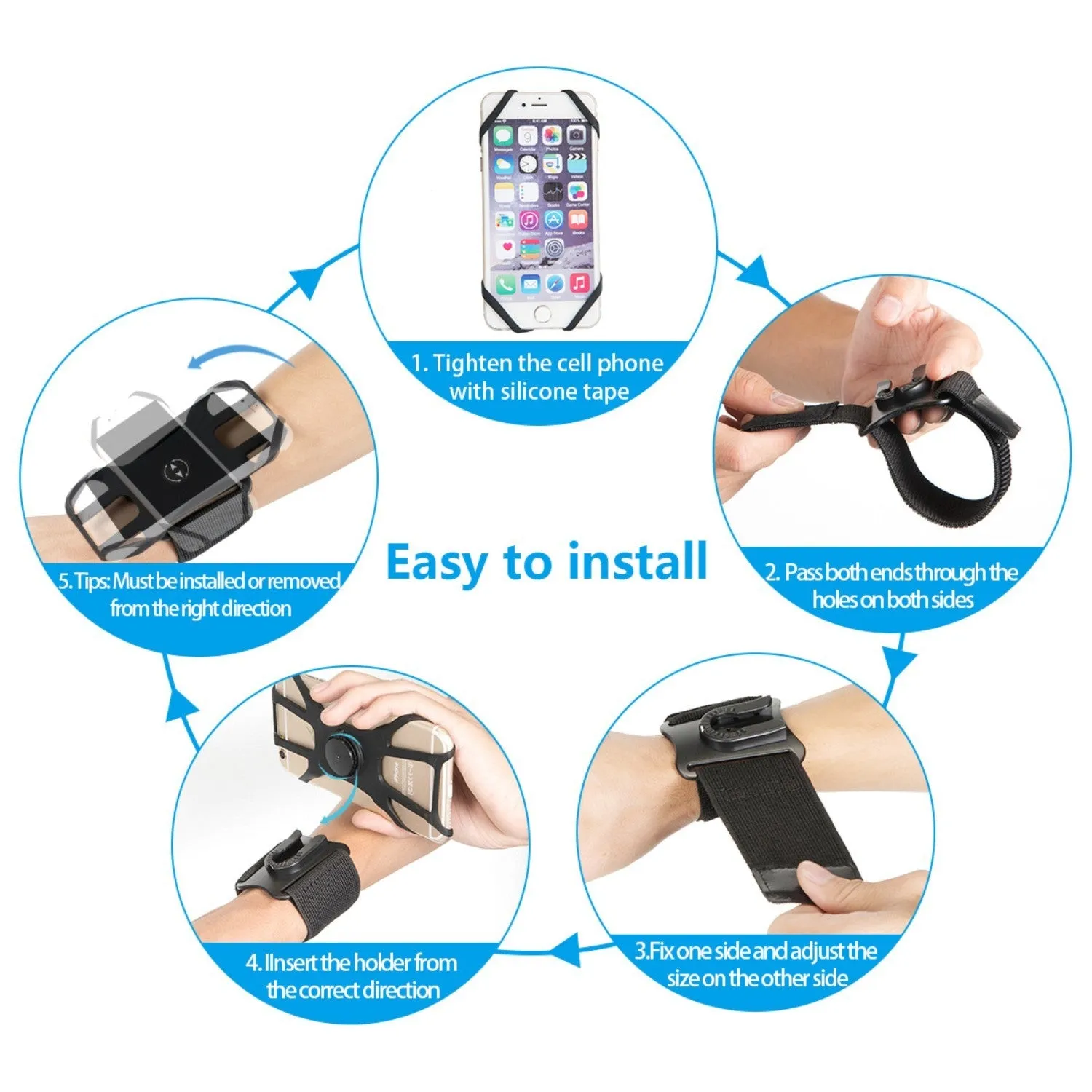 Swivel Arm Wrist Strap Phone Case