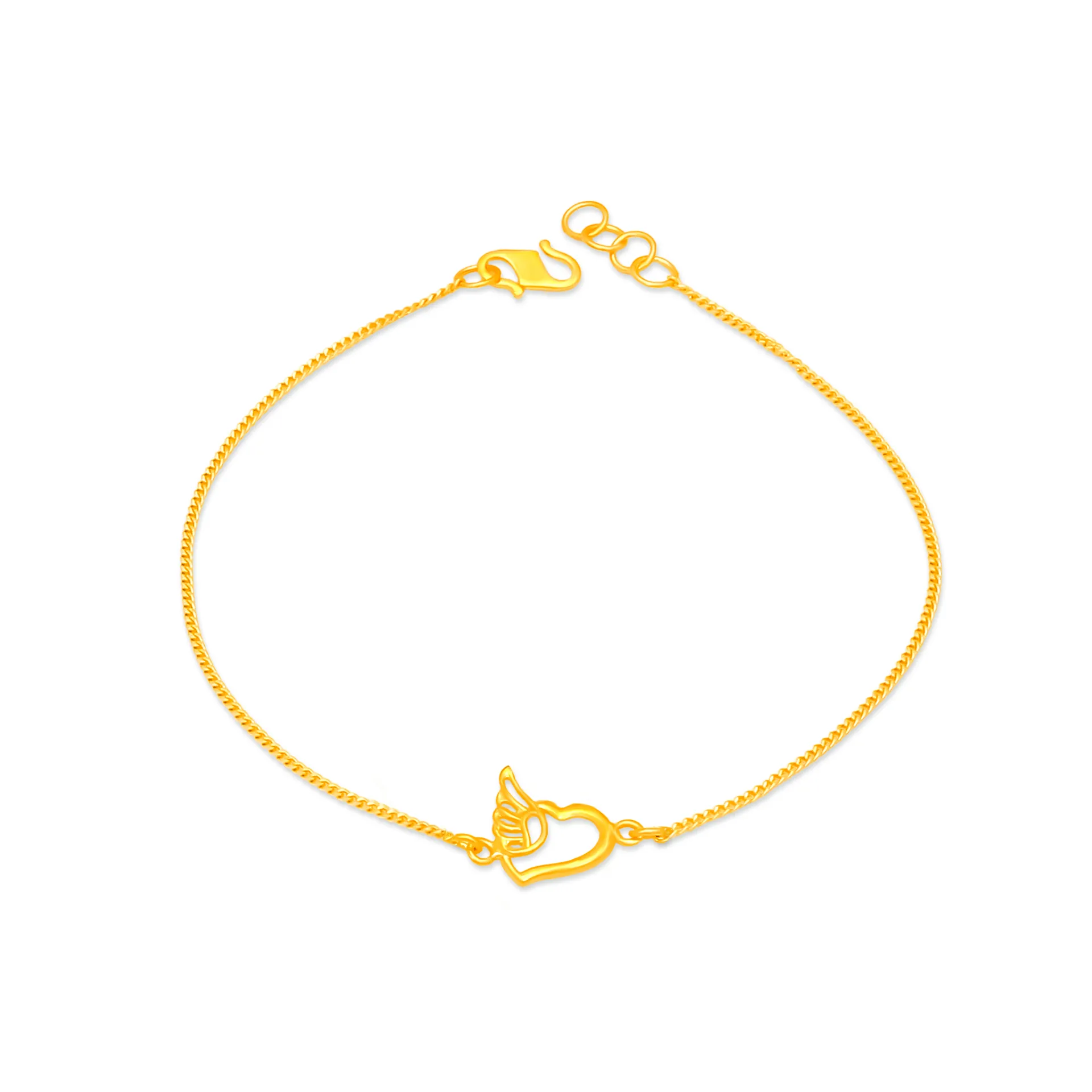 TAKA Jewellery 916 Gold Heart-shaped Angel Wing Bracelet