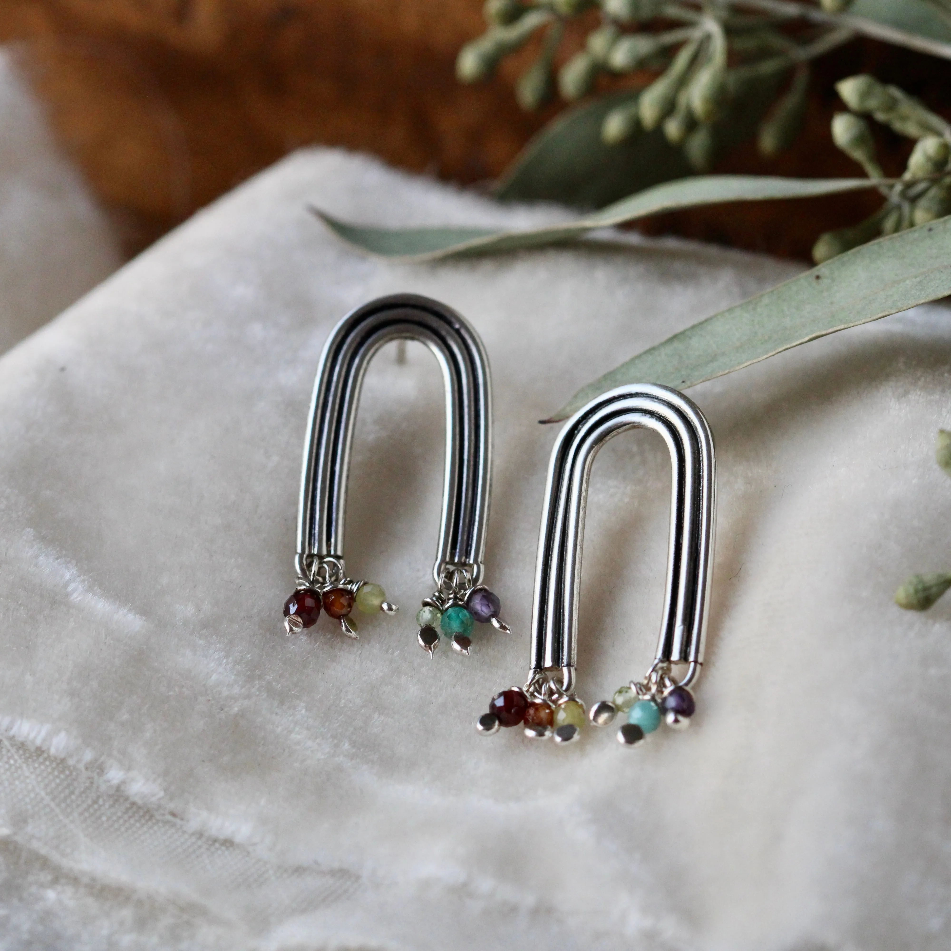 Talismans Of Hope Rainbow Silver Post Earrings