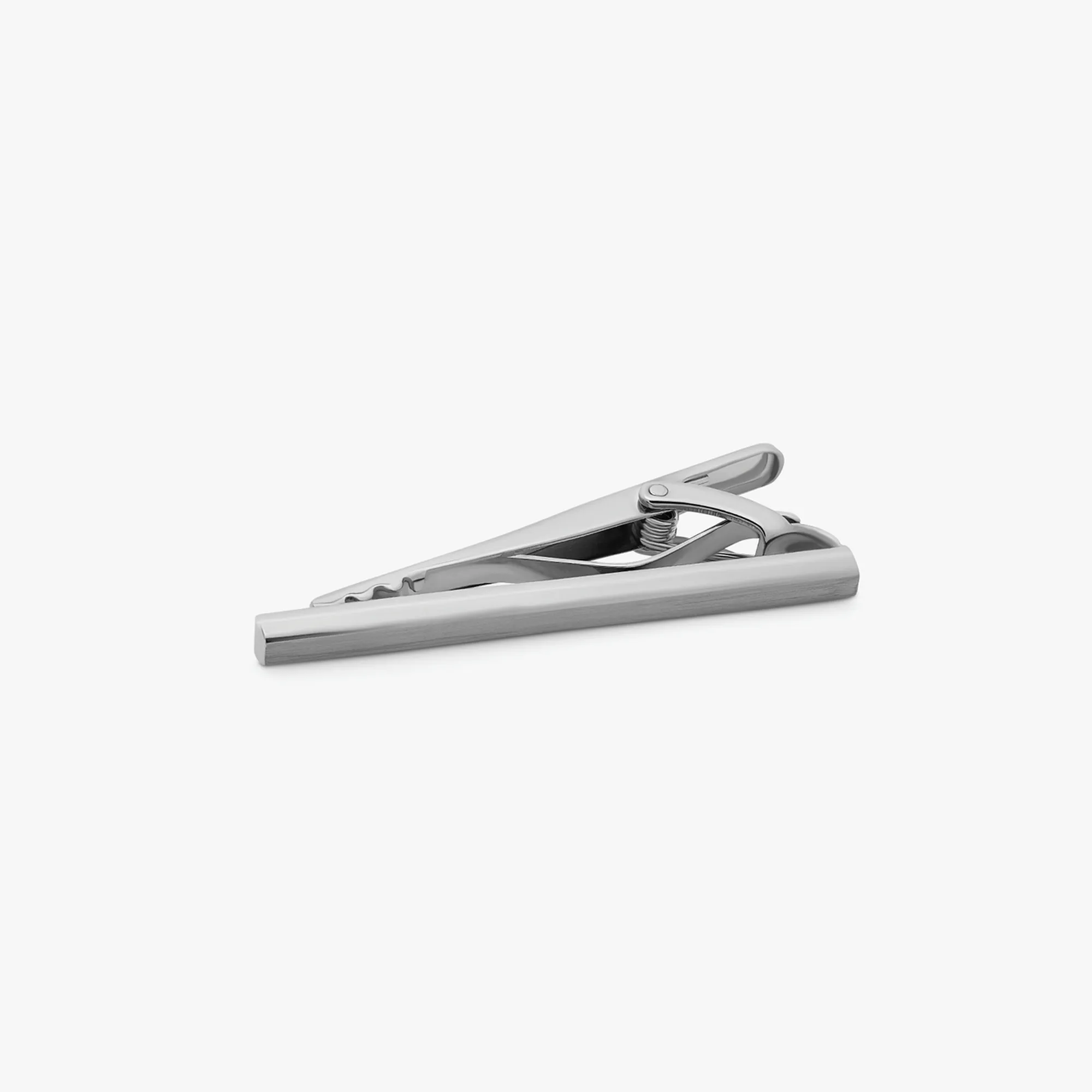 Tateossian Brushed Classic tie clip with Rhodium Finish