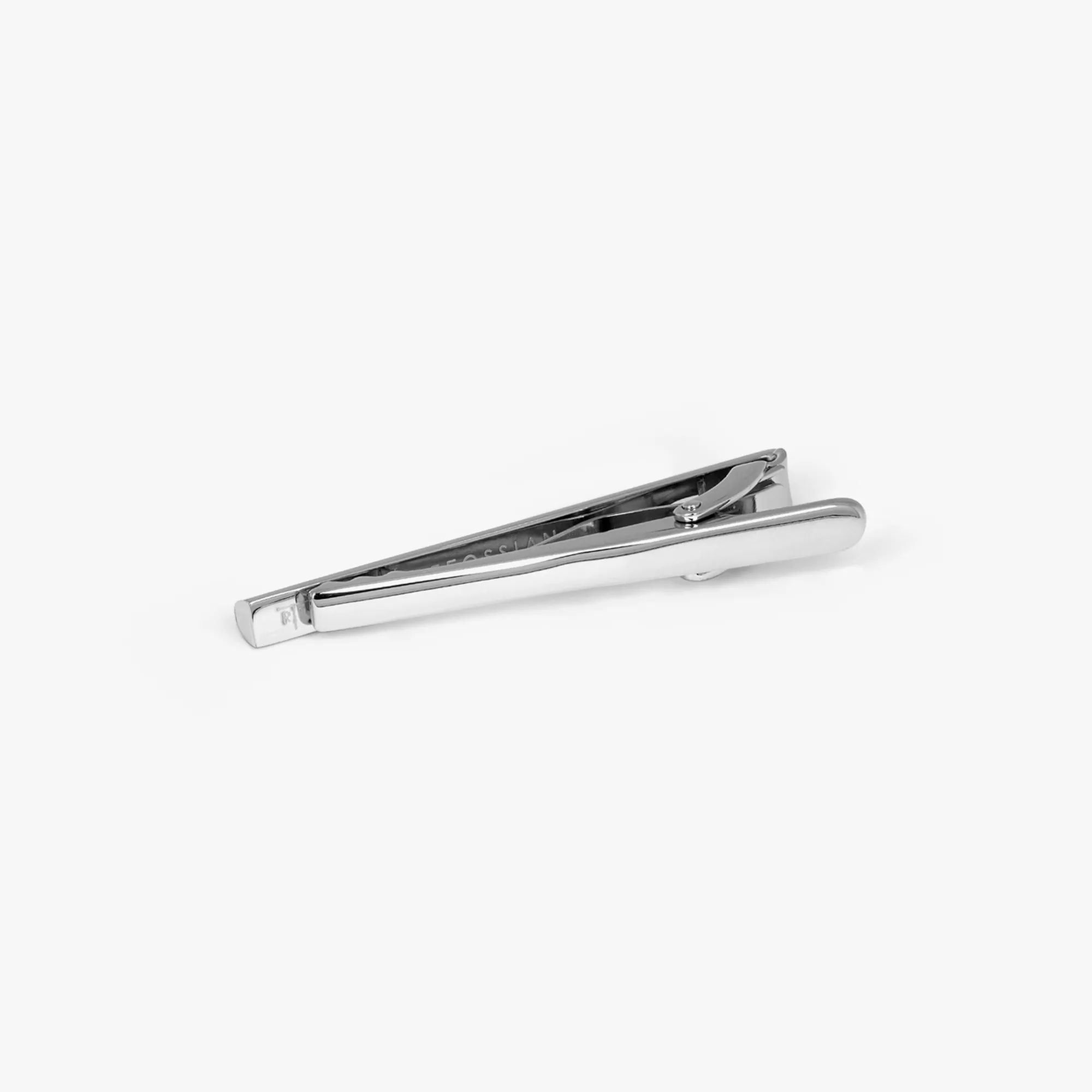 Tateossian Brushed Classic tie clip with Rhodium Finish