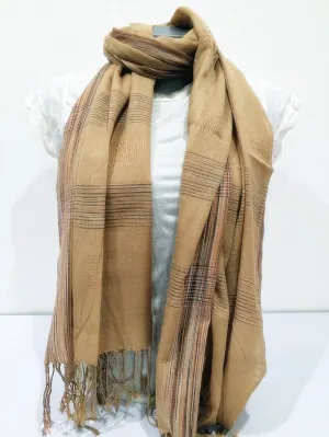 Thai Silky Plaid Scarf in Beige