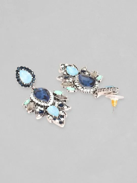 TOKYO TALKIES X Rubans Oxidized Silver Plated Blue Zirconia Dangle Earrings