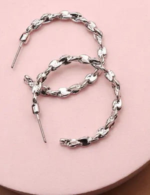 Twisted Link Hoop Earrings