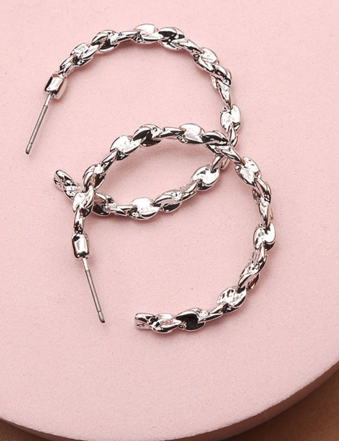 Twisted Link Hoop Earrings