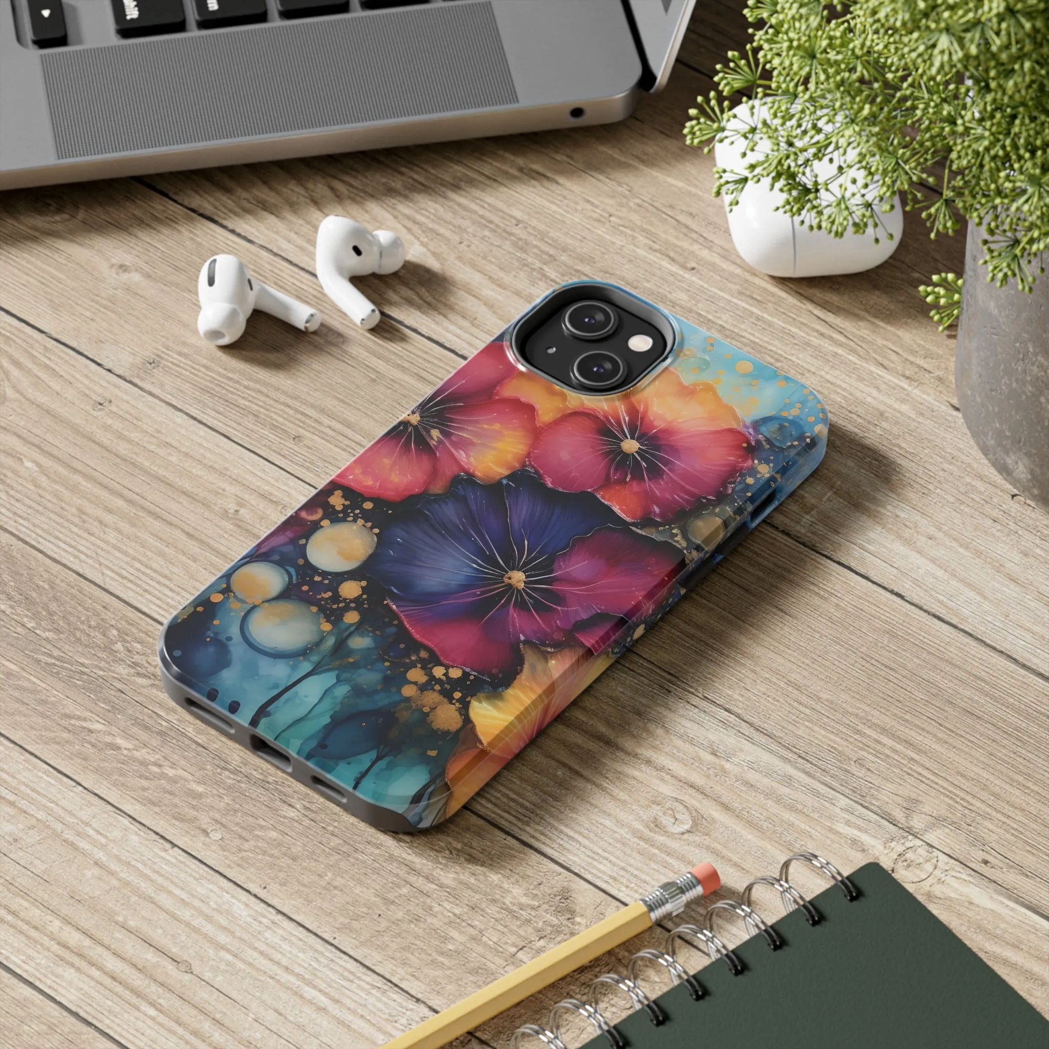 Vibrant 3D Watercolor Flowers print Design Tough Phone Case compatible with a large variety of iPhone models, Gift, Phone Case