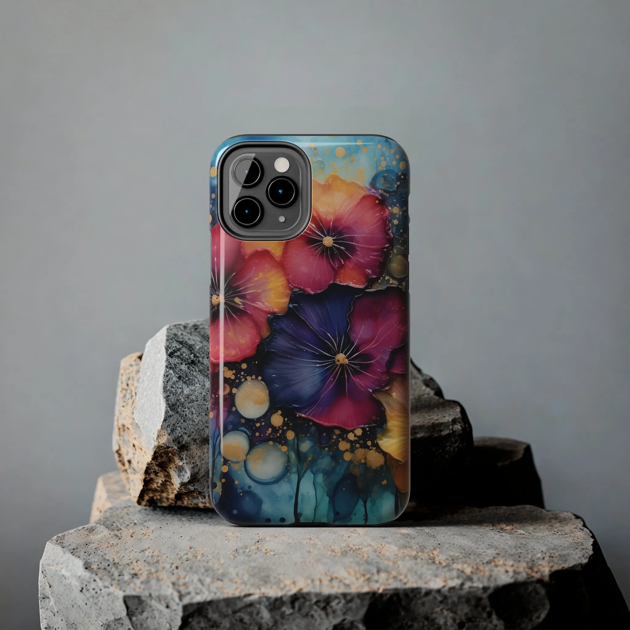 Vibrant 3D Watercolor Flowers print Design Tough Phone Case compatible with a large variety of iPhone models, Gift, Phone Case