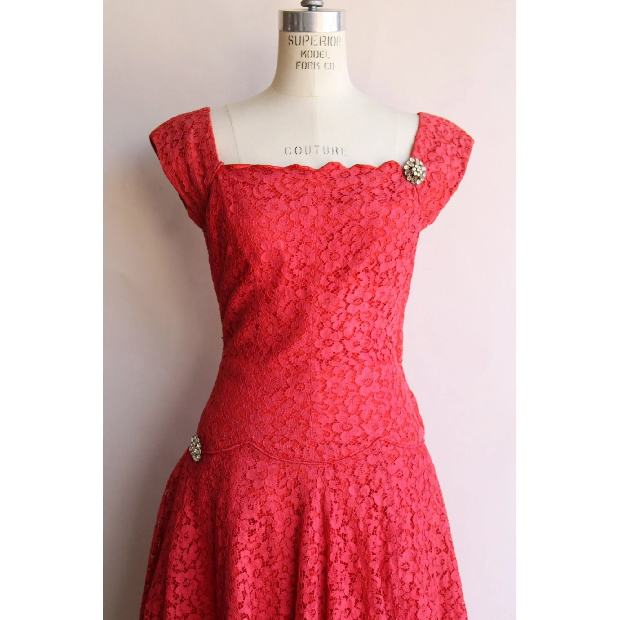 Vintage 1950s Miss Johara Pink Lace Dress