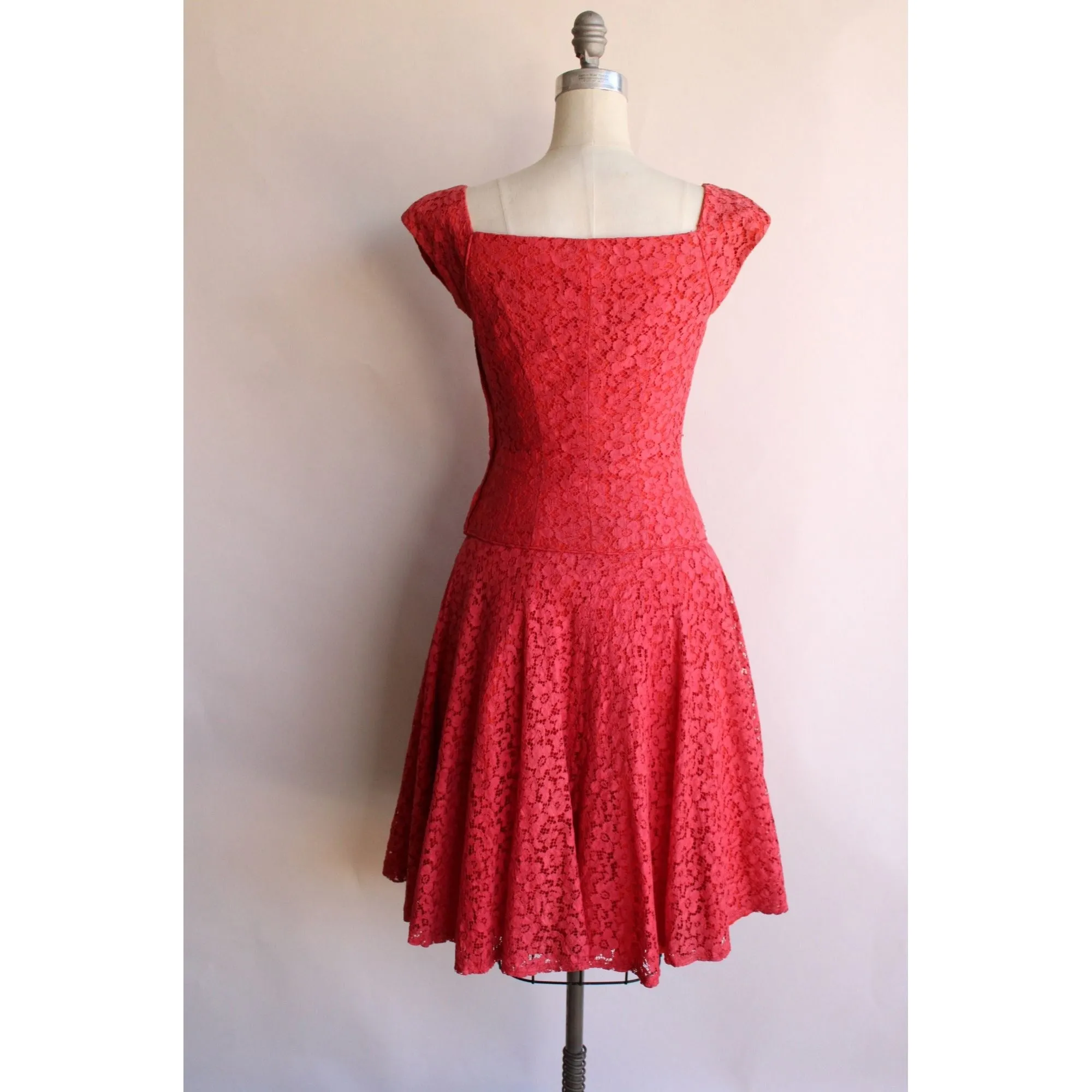 Vintage 1950s Miss Johara Pink Lace Dress