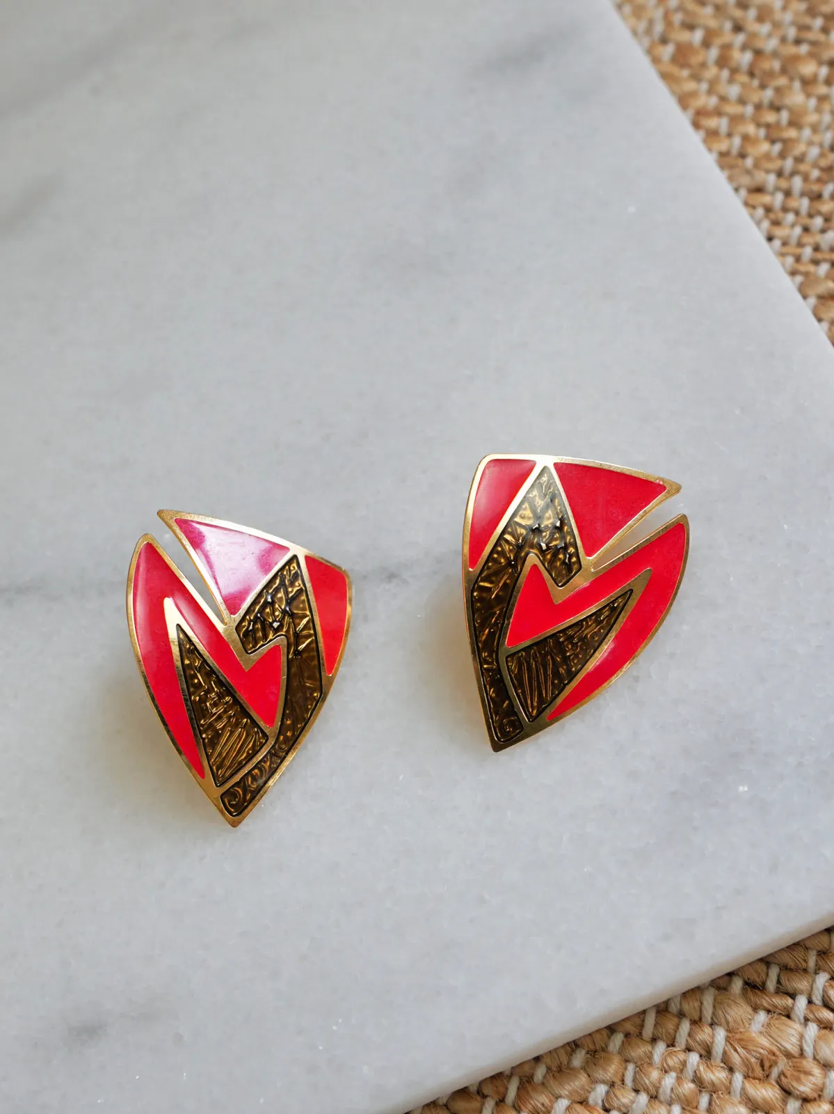 Vintage Hot Pink Abstract Earrings