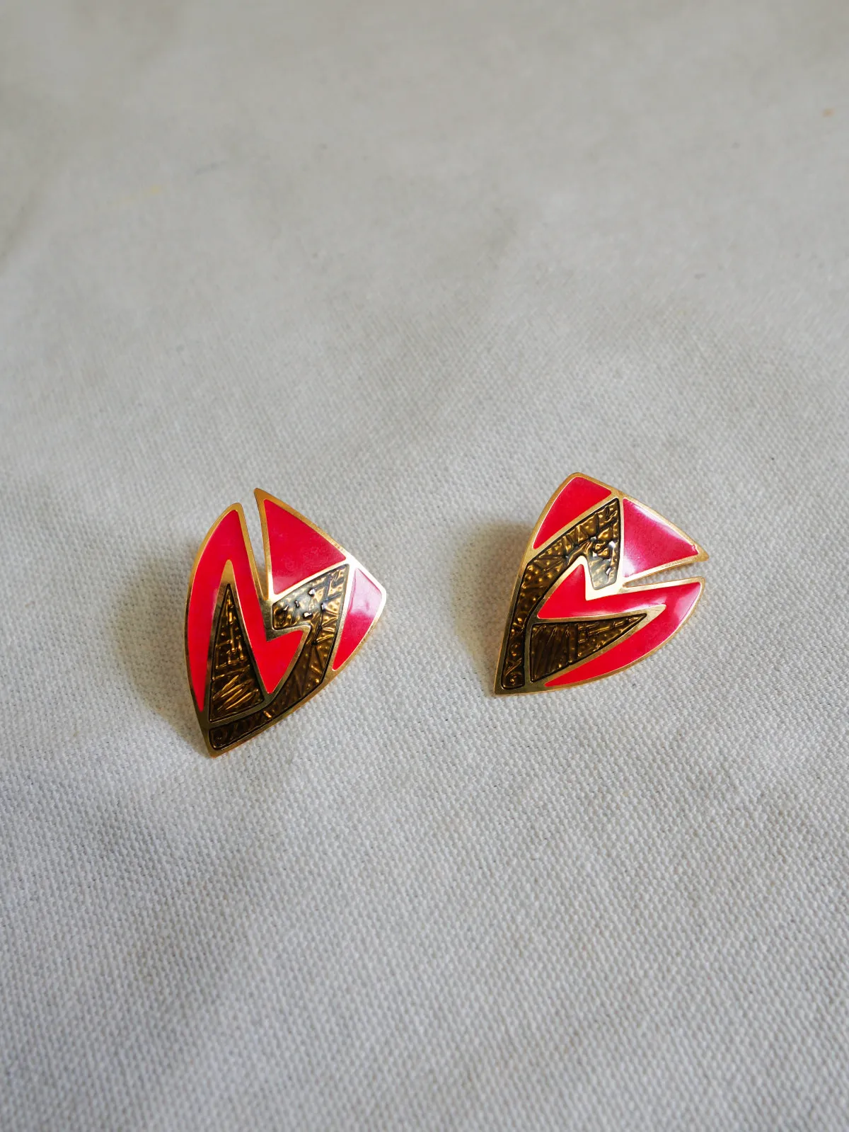 Vintage Hot Pink Abstract Earrings