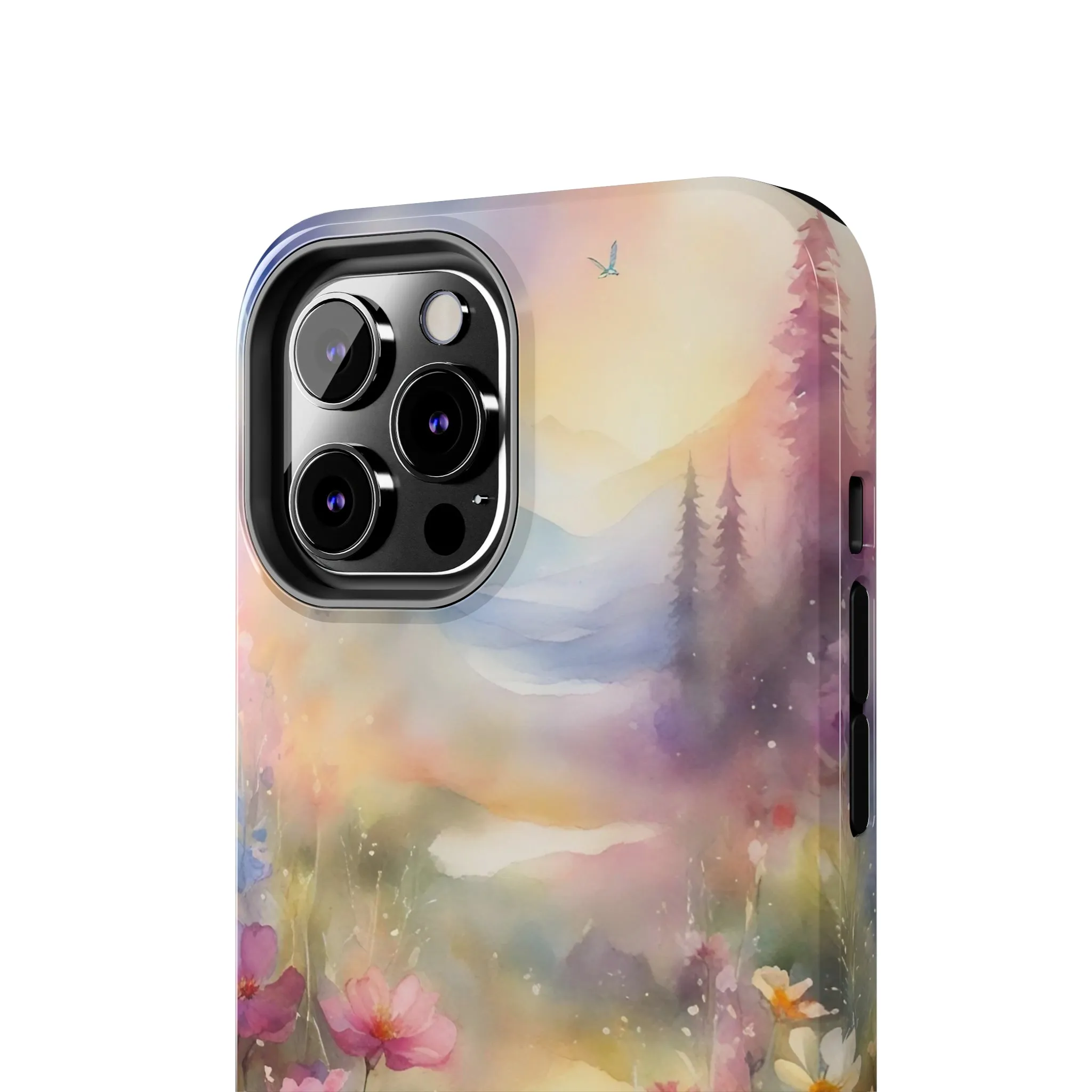 Watercolor Landscape and Wildflowers Pattern print design Tough Phone Case compatible with a large variety of phone models, Phone Case