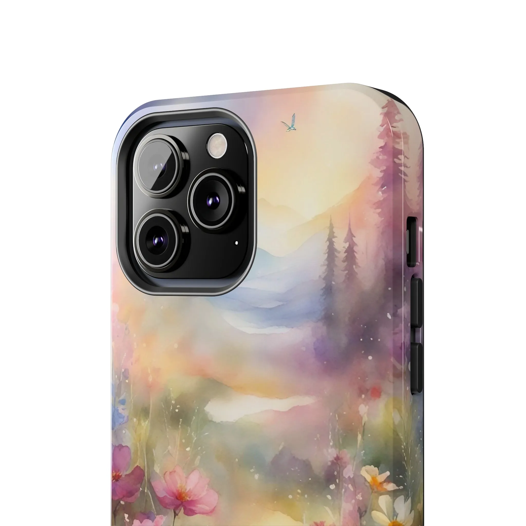 Watercolor Landscape and Wildflowers Pattern print design Tough Phone Case compatible with a large variety of phone models, Phone Case